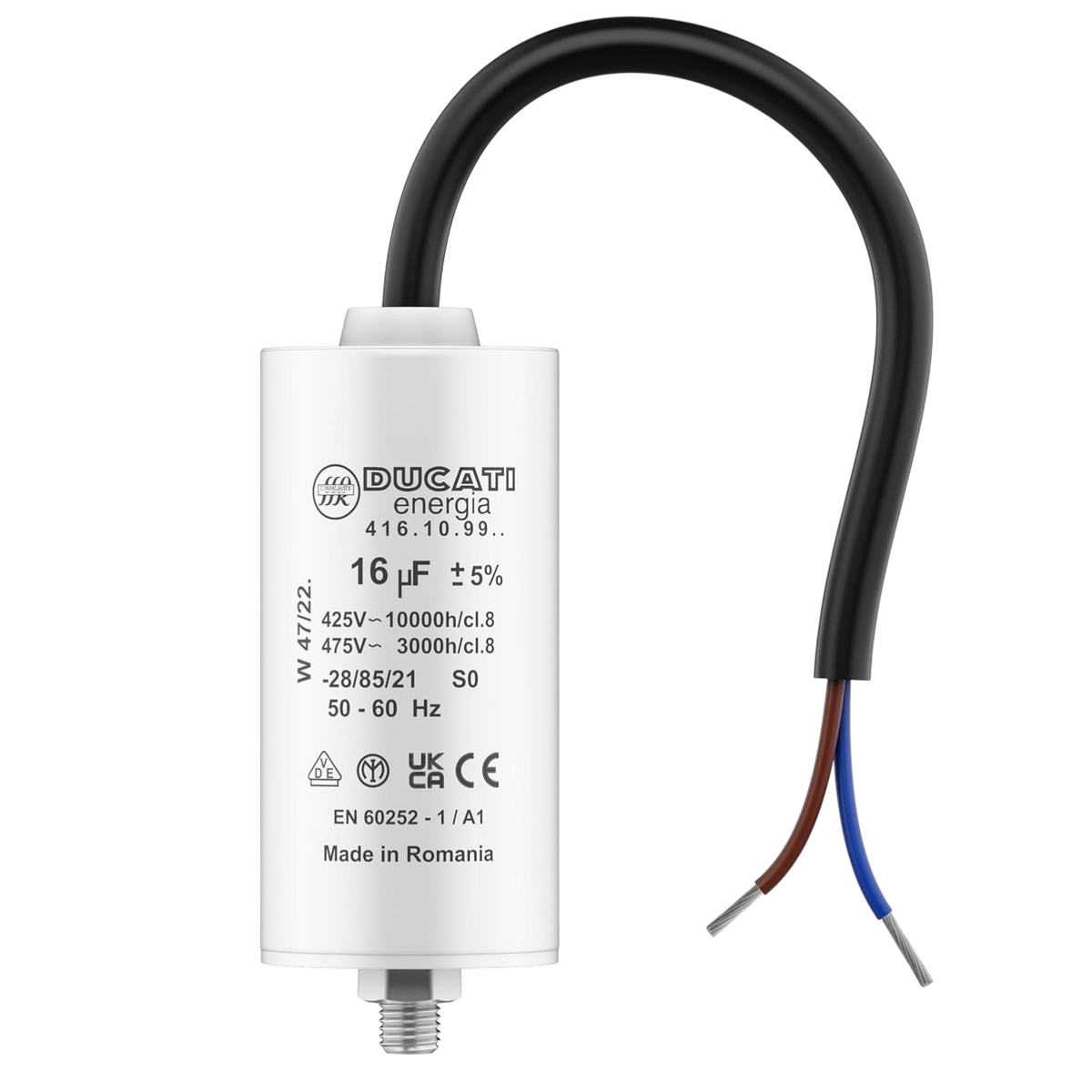 Condensateur 16µF 450V à Fils pour Moteur de Portail Électrique