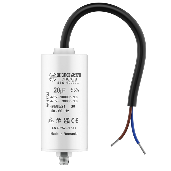 Condensateur 20µF 450V à Fils pour Moteur de Portail Électrique