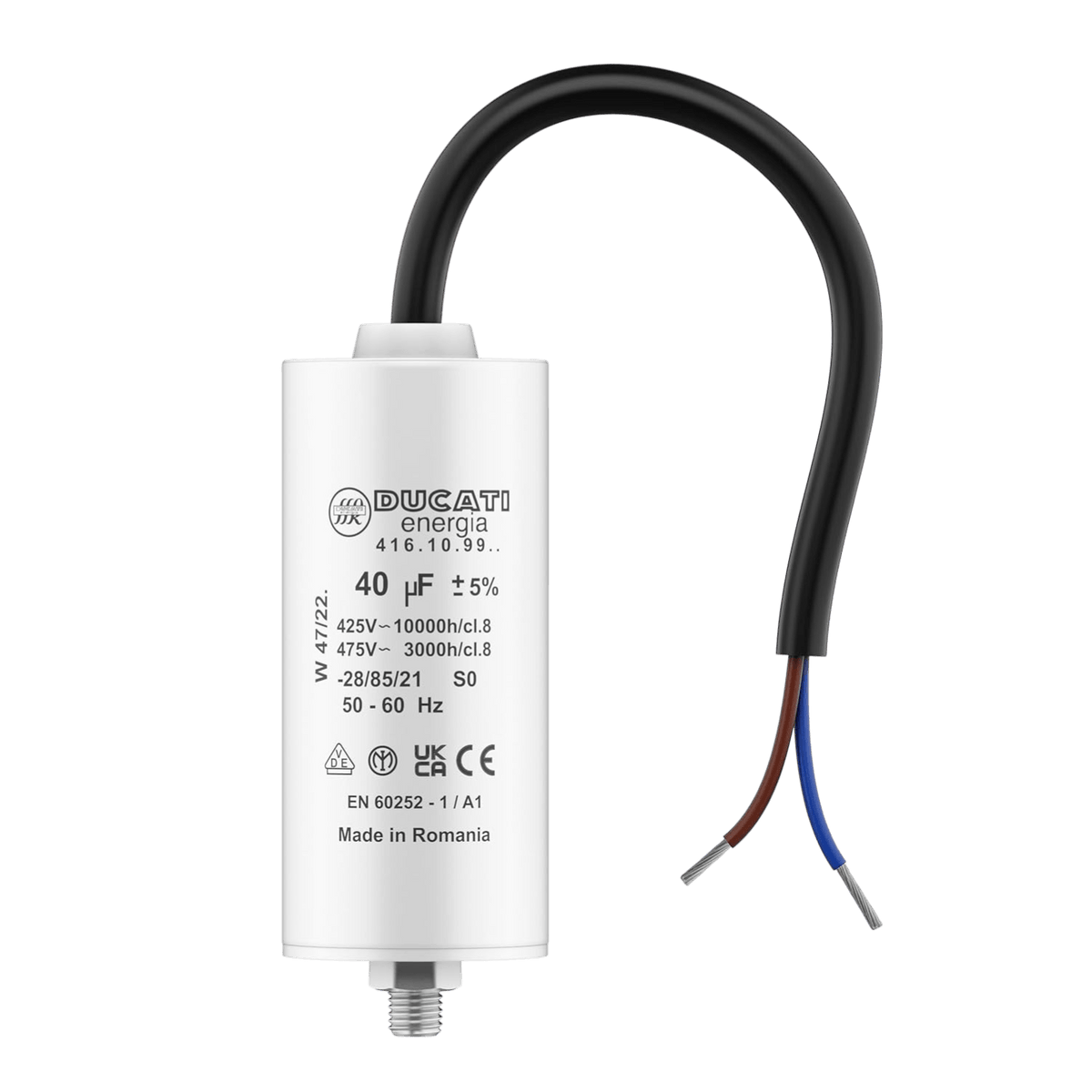 Condensateur 40µF 450V à fils pour moteur de portail électrique