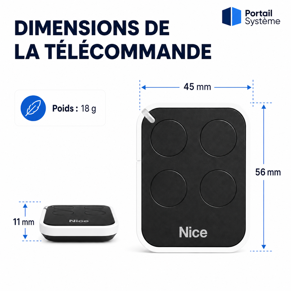 Télécommande NICE ON4E 4 Boutons pour Portail