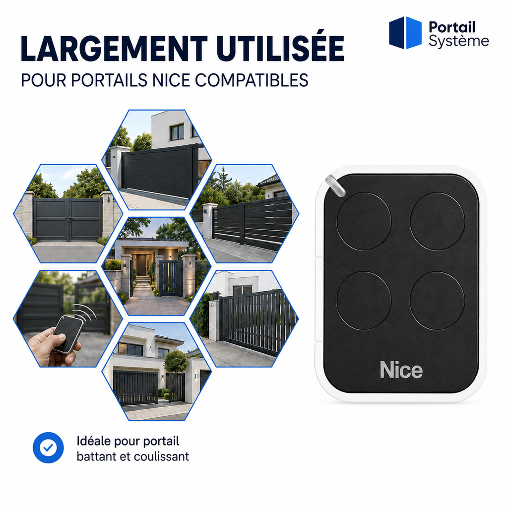 Télécommande NICE ON4E 4 Boutons pour Portail